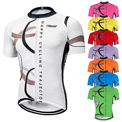 

21Grams Men's Short Sleeve Cycling Jersey Summer Polyester White Yellow Red Bike Jersey Top Mountain Bike MTB Road Bike Cycling Ultraviolet Resistant Quick Dry Breathable Sports Clothing Apparel