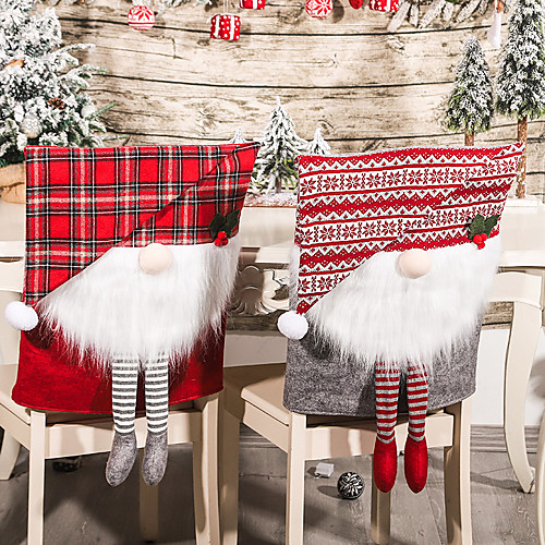 

1 Pc Christmas Gifts Presents Chair Back Cover for Dining Room, Santa Claus Snowman Reindeer Xmas Dinner Chairs Cover, Chair Slipcover for Kitchen Hotel Holiday Party Decor