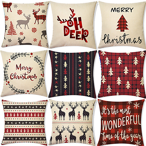 

Christmas Santa Claus Double Side Cushion Cover 9PC Soft Decorative Square Throw Pillow Cover Cushion Case Pillowcase for Bedroom Livingroom Superior Quality Machine Washable Indoor Cushion for Sofa Couch Bed Chair