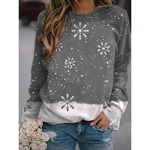 

Women's Hoodie Sweatshirt Graphic Snowflake Christmas Christmas Gifts Daily Casual Hoodies Sweatshirts Loose Gray Red