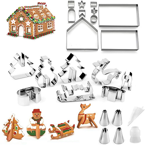 

Cookie Cutters For Gingerbread House Template Mold, 18 Pcs Ginger Breadman House Cutter Kit Christmas For Cute Kids