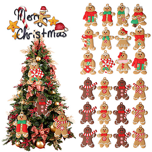 

12Pcs Gingerbread Man Christmas Tree Hanging Pendant Xmas Tree Decor Ornament 2021 Newest Cute Funny Kid Gift