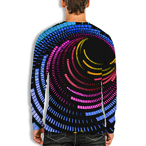 Men's Unisex Tee T shirt Shirt 3D Print Graphic Prints Spiral Stripe Crew Neck Daily Holiday Print Long Sleeve Tops Casual Designer Big and Tall Blue Black Purple