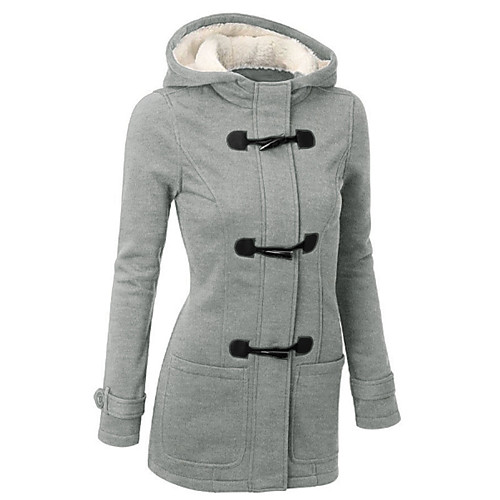 

Women's Coat Street Fall Winter Regular Coat Regular Fit Casual Jacket Long Sleeve Solid Colored Classic Blue Wine Rabbit Fur Spring Going out