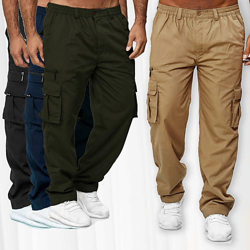 

Men's Cargo Chino Outdoor Sports Pants Tactical Cargo Casual Sports Pants Solid Color Full Length Drawstring Elastic Waist ArmyGreen Khaki Black Navy Blue