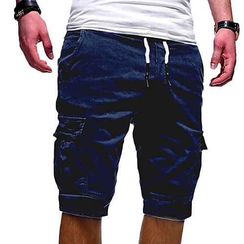 

Men's cargo shorts elastic waist casual shorts for men half trousers Cotton Drawstring Waist Knee-Length Pants With Pockets big tall-green-m