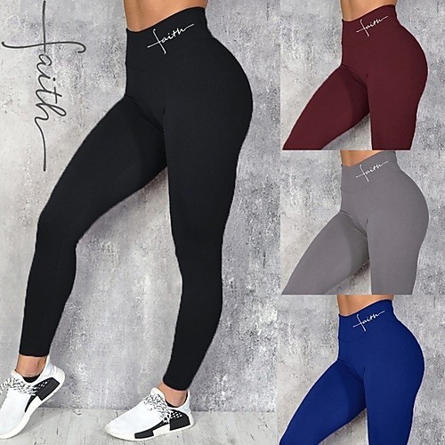 

Women's High Waist Yoga Pants Tights Leggings Bottoms Tummy Control Quick Dry Blue Gray Black Winter Sports Activewear Stretchy