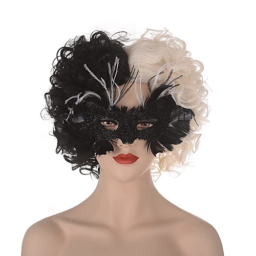 

Halloween Costumes Cruella Devil Cosplay Wig Cruella deVil Party Masks for Halloween Christmas(No Masquerade Mask)