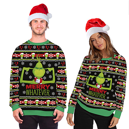 

Grinch Ugly Christmas Sweater / Sweatshirt Men's Teen Costume Party Christmas Christmas Polyester Top / Women's / Hoodie