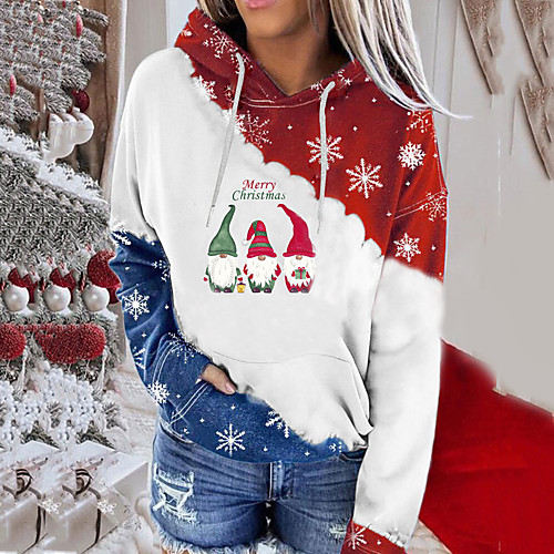 

Women's Hoodie Sweatshirt Snowman Front Pocket Print Christmas Christmas Gifts Weekend 3D Print Streetwear Christmas Hoodies Sweatshirts Wine Red Blue Black