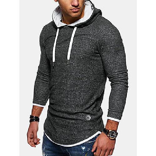 

mens solid color long sleeve casual drawstring hoodies