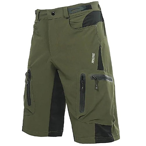 

Arsuxeo Men's Cycling MTB Shorts Spandex Polyester Bike Shorts Baggy MTB Shorts Breathable Quick Dry Waterproof Zipper Sports Solid Color Black / Dark Green Mountain Bike MTB Road