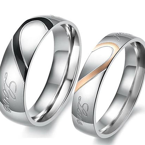

Couple Rings Two tone Silver I Love You Titanium Steel Heart Love Friendship Ladies Simple Bridal / Women's / Men's / Couple's / Men and Women / everyday