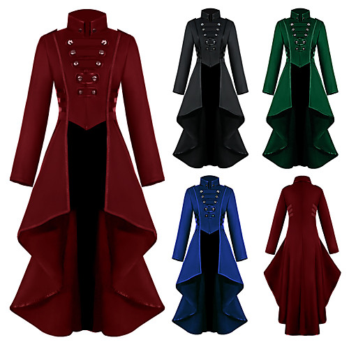 

Plague Doctor Retro Vintage Punk & Gothic Steampunk 17th Century Coat Masquerade Tuxedo Trench Coat Women's Formal Style Vintage Style Costume Blue / Green / Black Vintage Cosplay Party Halloween