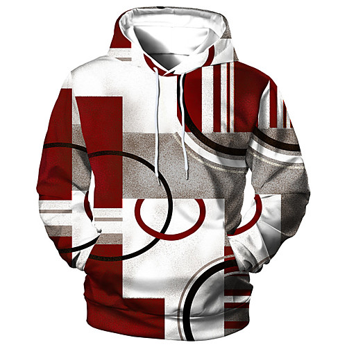 

Men's Unisex Pullover Hoodie Sweatshirt Color Block Geometric Graphic Prints Lace up Print Hooded Daily Sports 3D Print Casual Designer Hoodies Sweatshirts Long Sleeve Wine Red Green Blue