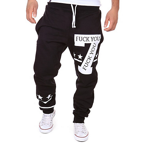 

Men's Active Basic Active Relaxed Sweatpants Loose Casual Sports Weekend Pants Letter Full Length Print Gray White Black