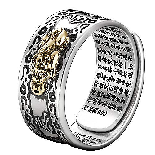 male female feng shui pixiu mantra protection wealth ring amulet adjustable quality best jewelry (female)