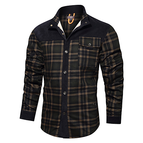 

Men's Flannel Plaid Shirt Jacket Thick Warm Winter Shirts Men Fleece Plaid Pure Cotton Casual Fashion Gentlemen Chemise Homme Cotton Loose Long Sleeve Shirts