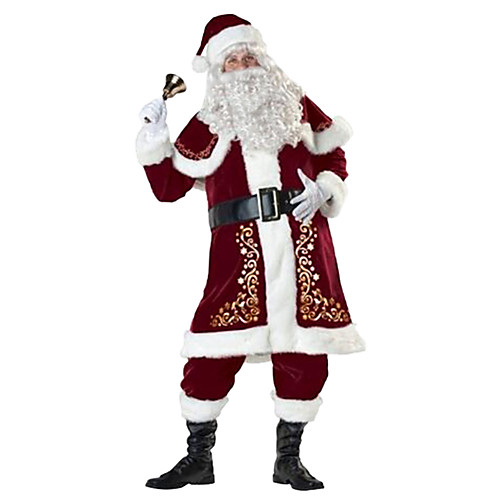 

Santa Suit Costume Men's Adults' Christmas Terylene Top / Glove / Pants / Hat / Shoe Cover / Waist Belt