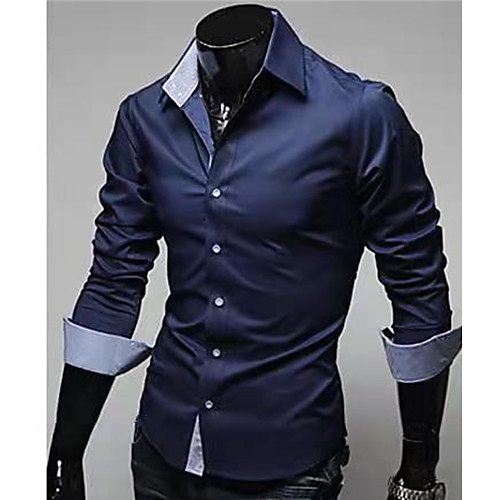 

Men's Shirt Solid Colored Plus Size Basic Long Sleeve Daily Slim Tops Business Work Casual Daily Collar Classic Collar Wine Navy Blue Black / Spring / Fall / Wash separately / Wash inside out / Fall