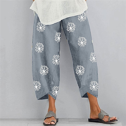 

Women's Basic Casual / Sporty Chinos Pocket Print Ankle-Length Pants Daily Weekend Inelastic Graphic Prints Dandelion Comfort Mid Waist Loose Gray Green Green Blue Black Gray S M L XL XXL