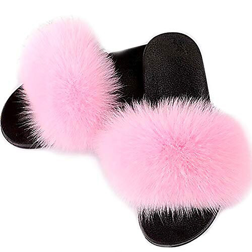 

Women's Slippers Fuzzy Slippers Indoor Slippers Flat Heel Open Toe Casual Sweet Home Faux Fur Winter