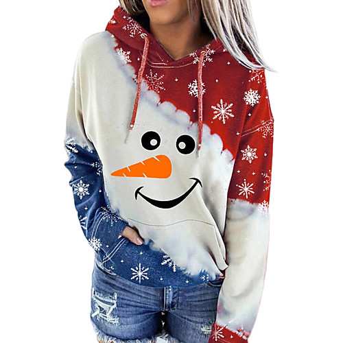 

Women's Hoodie Sweatshirt Color Block Abstract Front Pocket Print Christmas Sports 3D Print Streetwear Christmas Hoodies Sweatshirts Red