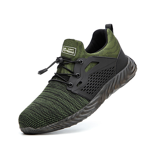 

Men Lightweight Safety Shoes Steel Toe Cap Sports Outdoor Sneakers Slip Resistant Work Shoes Breathable Green Black Grey