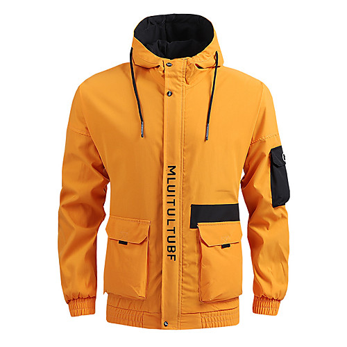 

Men's Hoodie Jacket Hiking Jacket Hiking Windbreaker Outdoor Thermal Warm Windproof Quick Dry Lightweight Outerwear Trench Coat Top Skiing Ski / Snowboard Fishing Yellow Grey Black / Breathable