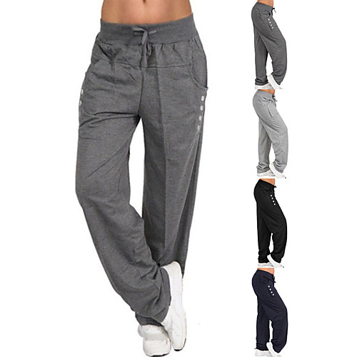 

Women's High Waist Yoga Pants Side Pockets Drawstring Pants Bottoms Quick Dry Moisture Wicking Navy Light Gray Dark Gray Zumba Belly Dance Yoga Winter Summer Plus Size Sports Micro-elastic