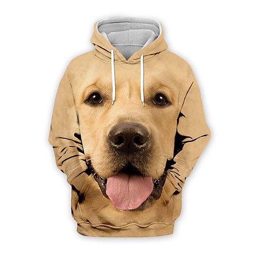 

Men's Pullover Hoodie Sweatshirt Dog Graphic Prints Front Pocket Print Casual Daily Sports 3D Print Sportswear Casual Hoodies Sweatshirts Khaki