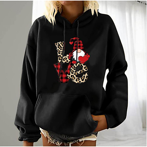 

ugly christmas sweater for women funny plus size winter sweatshirt hallmark christmas shirts for women fashion leisure printed long sleeve drawstring pocket loose fit solid hooded pullover top