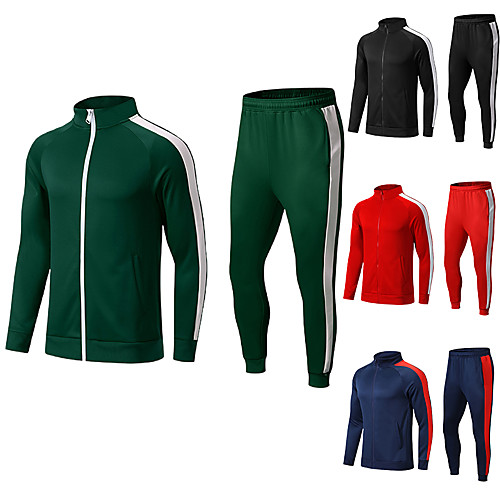 

Men's 2 Piece Tracksuit Sweatsuit Athletic Athleisure Winter Long Sleeve Thermal Warm Breathable Soft Gym Workout Running Jogging Training Exercise Sportswear Color Block Normal Jacket Track