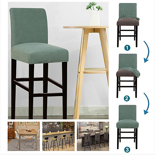 Stretch Bar Stool Cover Counter Stool Pub Chair Slipcover Black for Dining Room Cafe Barstool Slipcover Removable Furniture Chair Seat Cover Jacquard Fabric with Elastic Bottom