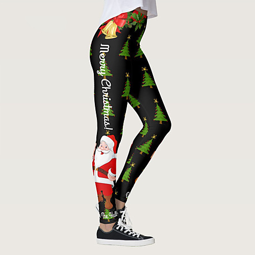 

2021 autumn and winter europe and the united states new christmas print leggings strech yoga pants black blue S M L XL XXL