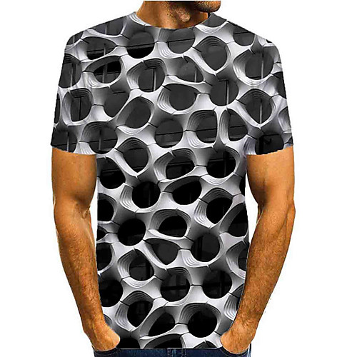 

Men's T shirt Graphic Round Neck Daily Print Short Sleeve Tops Basic Green Black Purple