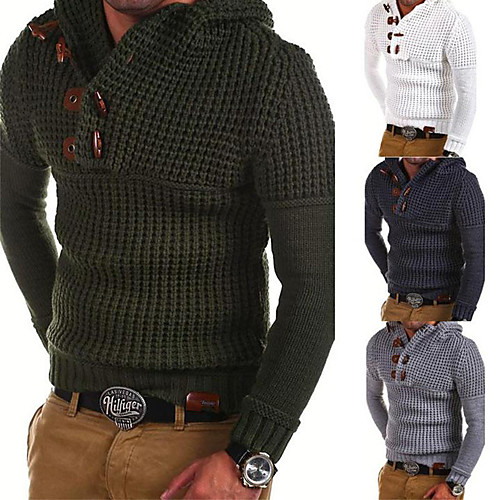 

Men's Pullover Solid Colored Sweaters Long Sleeve Sweater Cardigans Hoodie Round Neck White Army Green Gray