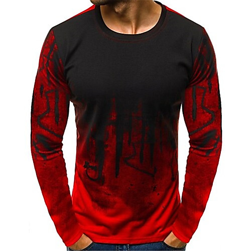 

Men's T shirt Shirt 3D Print Plus Size Long Sleeve Tops Streetwear ArmyGreen White Gray Round Neck Daily Holiday Tee