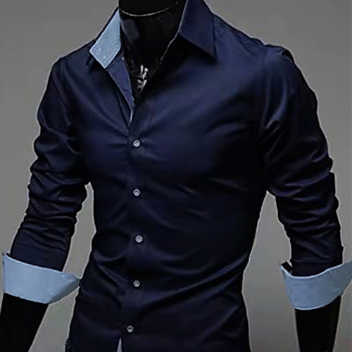 

Men's Shirt Solid Colored Plus Size Collar Spread Collar Daily Work Basic Long Sleeve Slim Tops Business Casual Office / Business Wine White Black / Fall / Spring