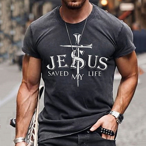 

Men's Unisex T shirt 3D Print Graphic Prints Weapon Crew Neck Daily Holiday Print Short Sleeve Tops Casual Streetwear Muscle Big and Tall Dark Gray / Summer