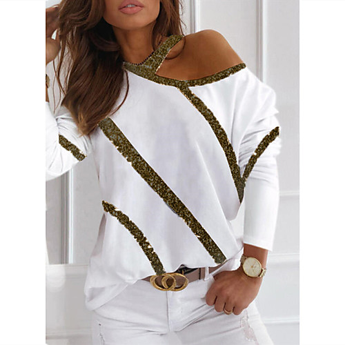 

Women's T shirt Solid Colored V Neck Tops Blue White Black