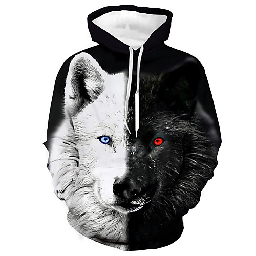 

Men's Unisex Pullover Hoodie Sweatshirt Graphic Prints Wolf Animal Print Daily Sports 3D Print Casual Designer Hoodies Sweatshirts Black