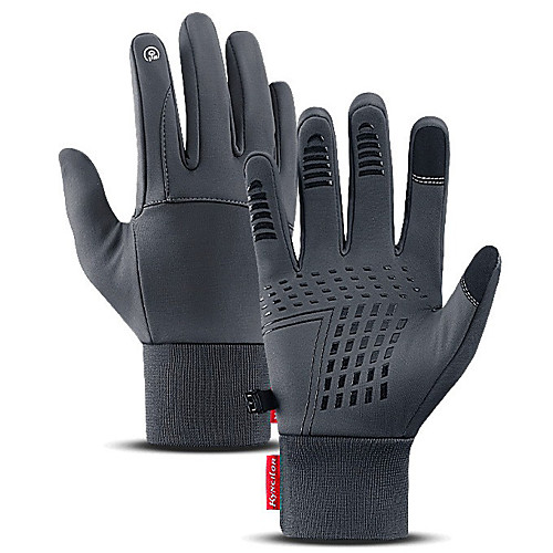 

Winter Gloves Bike Gloves / Cycling Gloves Touch Gloves Anti-Slip Waterproof Windproof Warm Full Finger Gloves Sports Gloves Fleece Black Grey for Adults' Cycling / Bike