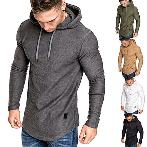 

gym hoodies for men muscle workout shirts tee long sleeve fitted hooded shirts gray medium