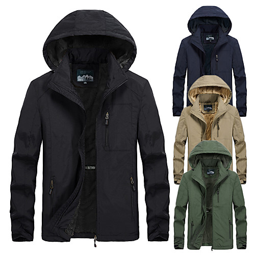 

Men's Waterproof Hiking Fleece Jacket Hoodie Jacket Military Tactical Jacket Cotton Winter Jacket Outdoor Thermal Warm Windproof Lightweight Windbreaker Parka Trench Coat Outerwear Full Zip