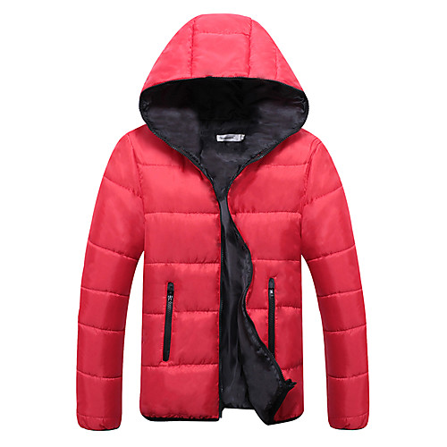 

Men's Coat Coat Slim Fit Jacket Solid Color Colorful Winter Parka BlackGreen RedBlack Black / Orange