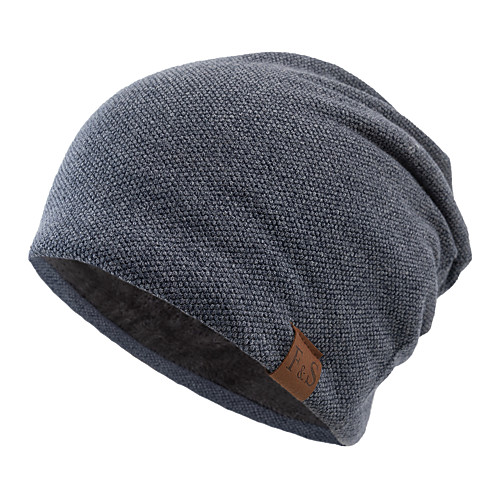 

Men's Beanie Slouchy Street Daily Outdoor Pure Color Fleece Hat solid color Beanies Knitted Hat Winter Warm Hats Soft Male