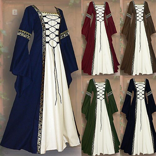 

Outlander Medieval Renaissance Prom Dress Women's Costume Green / Black / Wine Vintage Cosplay Party Halloween Festival