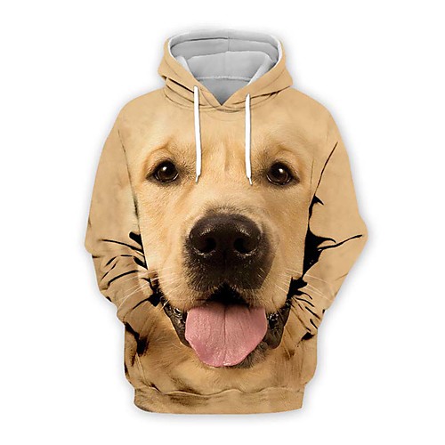 

Men's Pullover Hoodie Sweatshirt Dog Graphic Prints Front Pocket Print Casual Daily Sports 3D Print Sportswear Casual Hoodies Sweatshirts Khaki