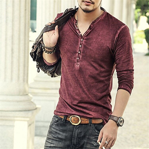 

Men's Henley Shirt T shirt Solid Color Plus Size Henley Street Casual Button-Down Long Sleeve Tops Basic Casual Classic Big and Tall Green Blue Black